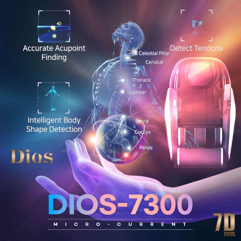 Dios Massage Chair 7D Dual Core Air Roller SL-track with 3D Calf Kneading Dios-7300 Brown