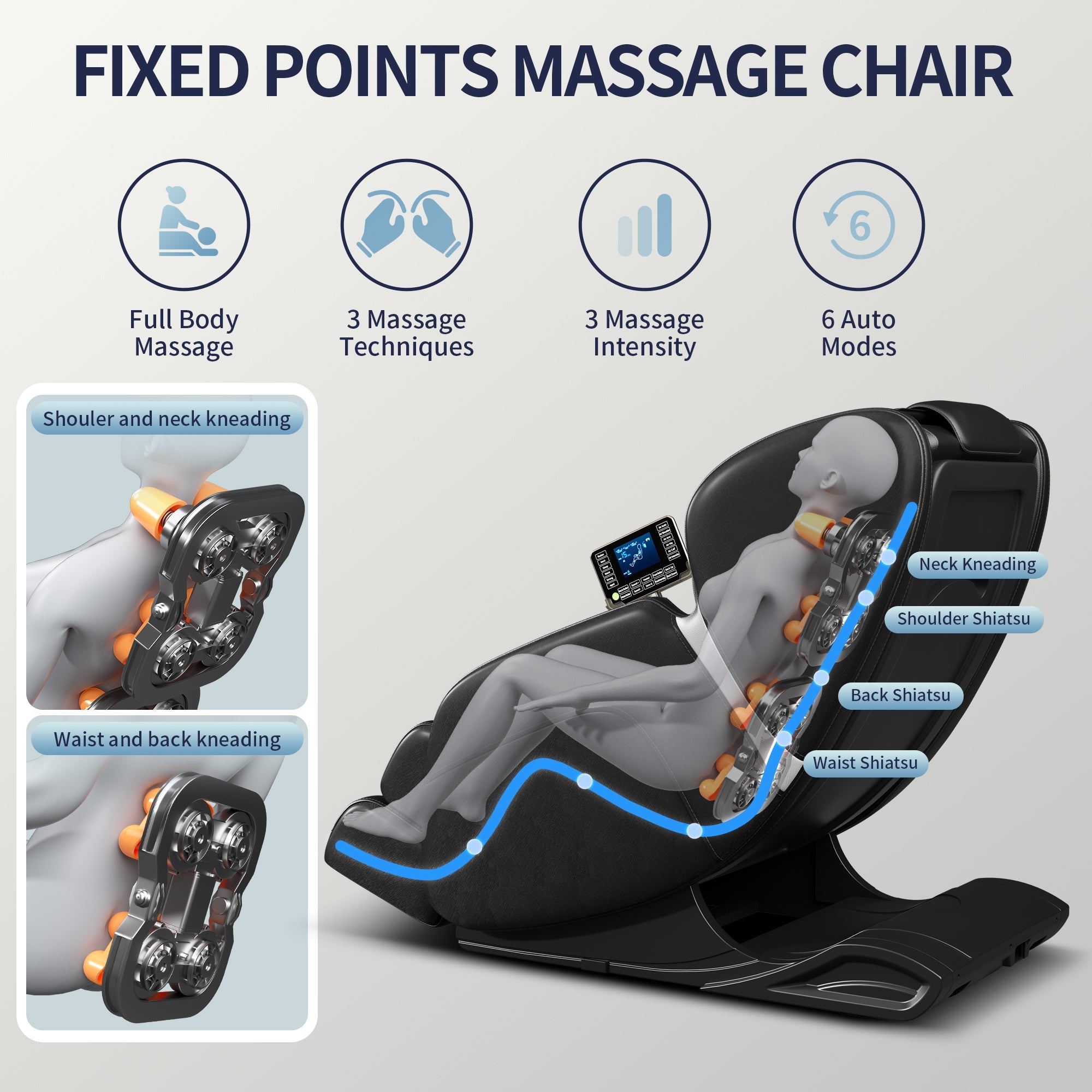 VIP Full Body Zero Gravity Massage Chair — 8-Point Deep Tissue | Black