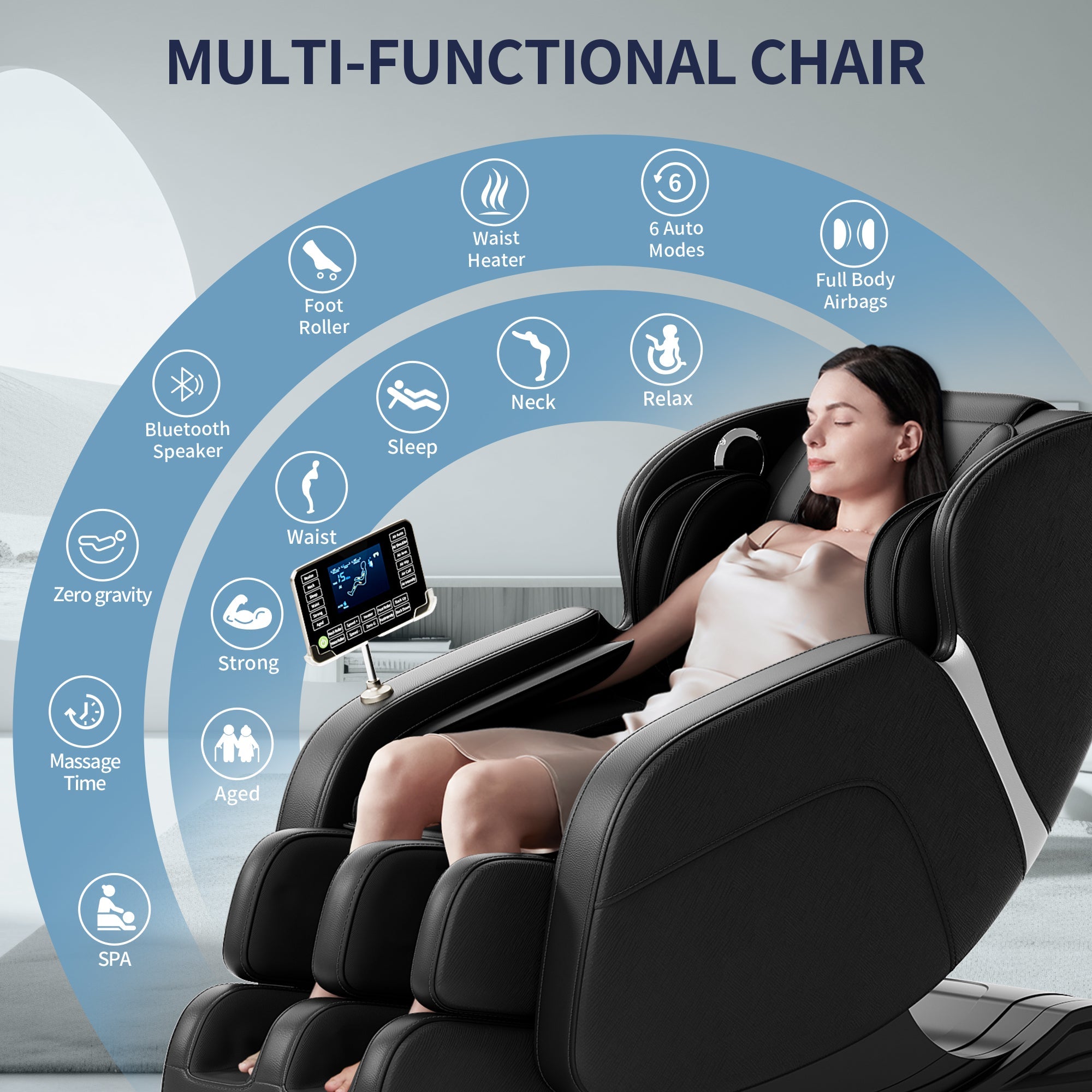 VIP Full Body Zero Gravity Massage Chair — 8-Point Deep Tissue | Black