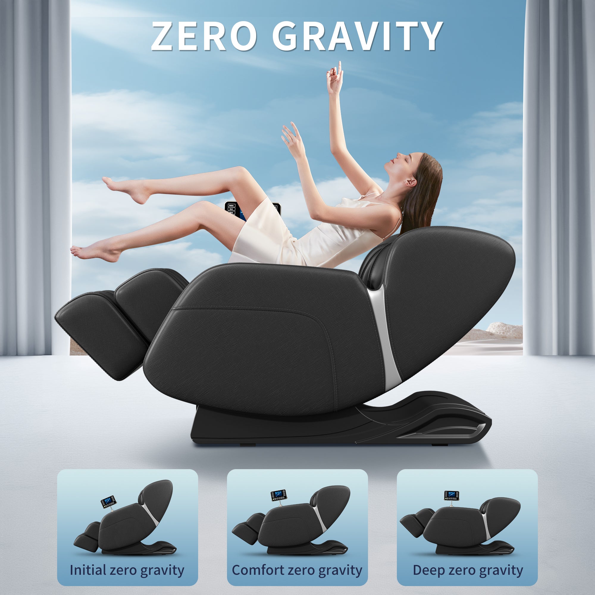 VIP Full Body Zero Gravity Massage Chair — 8-Point Deep Tissue | Black