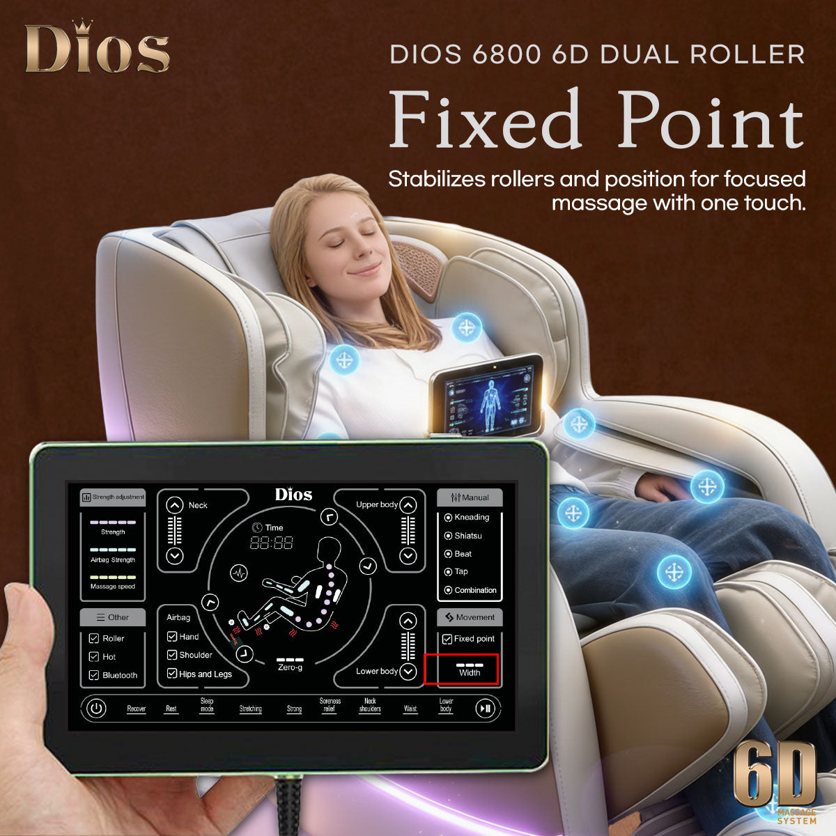 Dios 6D Dual Core (3D+3D) Roller Air Float System - Beige/White